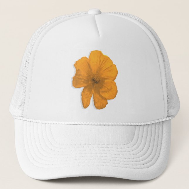 Gorra De Camionero Ayuda naranja/ Flor PopArt (Anverso)