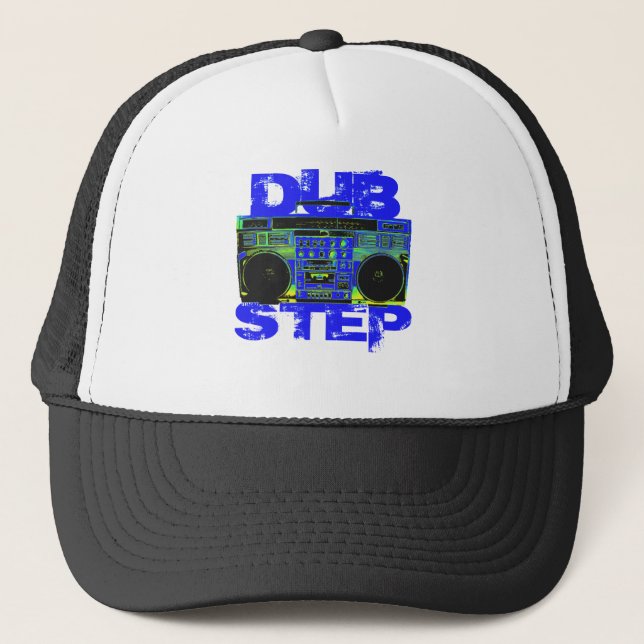 Gorra De Camionero Azul Boombox de Dubstep (Anverso)