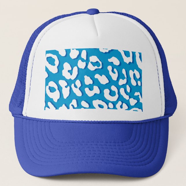 Gorra De Camionero Azul de impresión de leopardo blanco (Anverso)