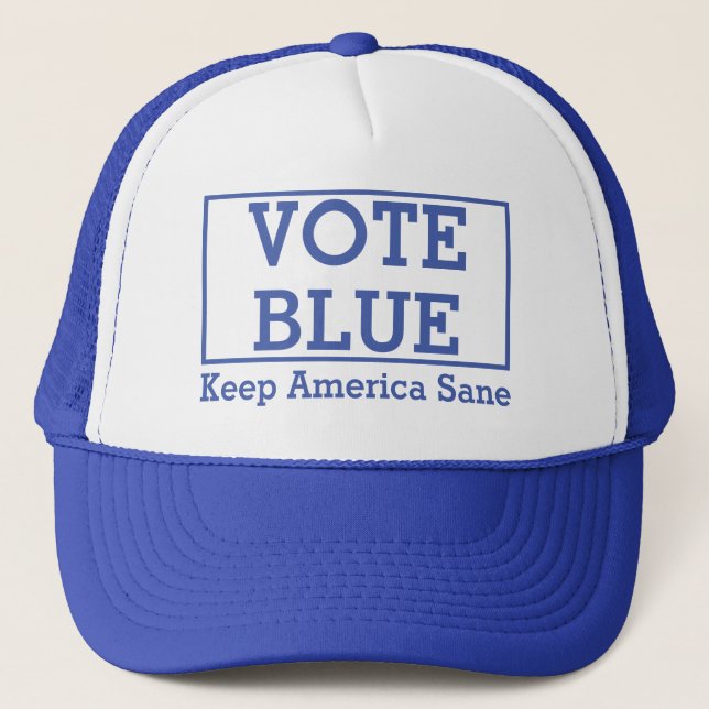 Gorra De Camionero Azul del voto: Mantener a Estados Unidos Sane en l (Anverso)