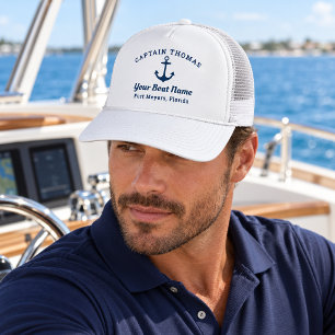 Gorra De Camionero Azul marino náutico personalizado capitán nombre d