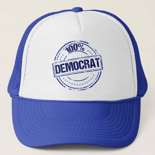 Gorra De Camionero Azul político 100% demócrata (Anverso)
