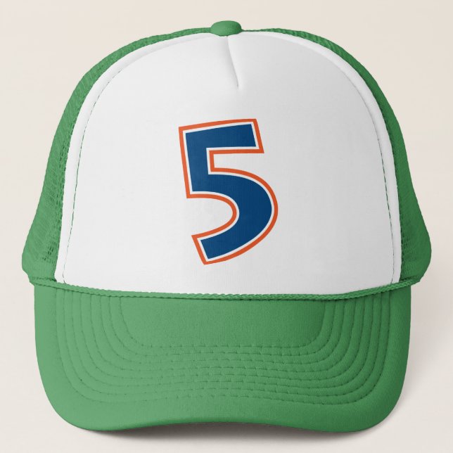 Gorra De Camionero Azul y Naranja Número 5 (Anverso)