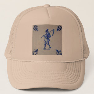 Gorra De Camionero Azulejos azules de Delft - Ducha que lleva el zigz
