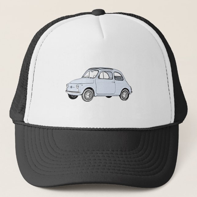 Gorra De Camionero Baby Blue Fiat 500 Topolino Pencil Style Drawing (Anverso)