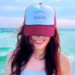Gorra De Camionero Bachelorette rosa y marina retro moderna<br><div class="desc">Este gorra combina sin esfuerzo el encanto retro con un toque moderno, con un diseño elegante en rosa y marina. Ya sea que estés en la playa o golpeando la ciudad, este sombrero de camionero es un accesorio de moda para celebrar el día especial de la novia. Disfrute de las...</div>