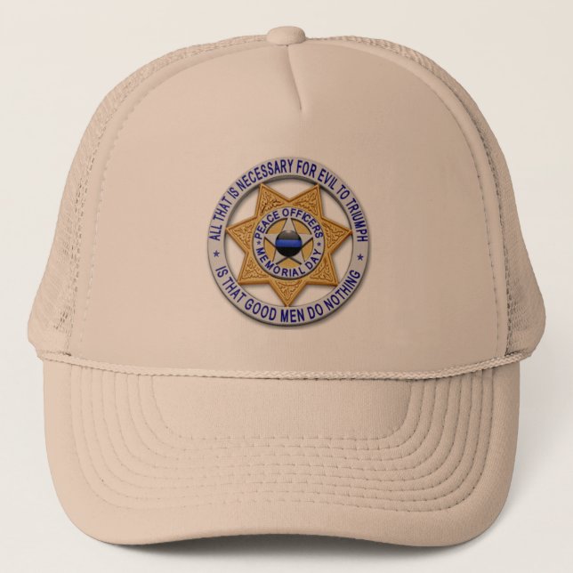 Gorra De Camionero Badge adjunto - Línea azul delgada (Anverso)