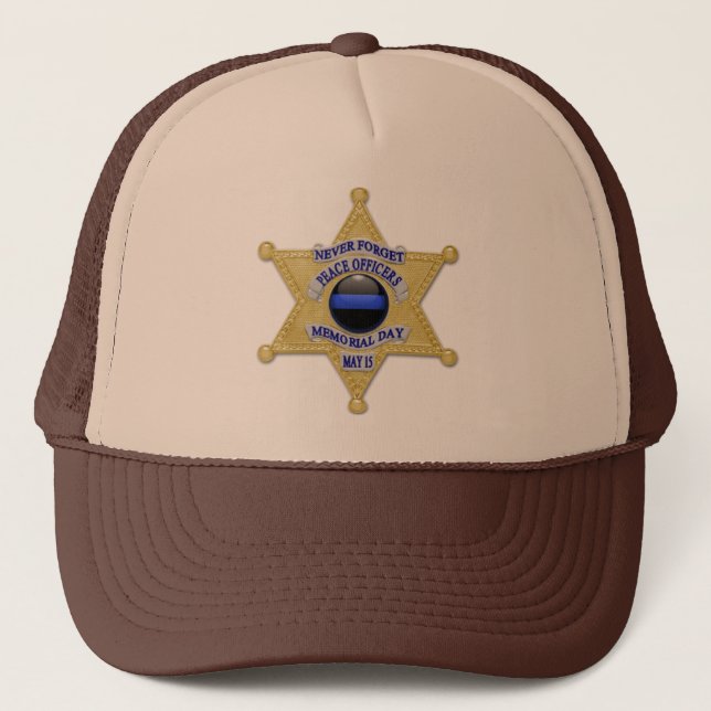 Gorra De Camionero Badge adjunto - Línea Azul delgada (Anverso)