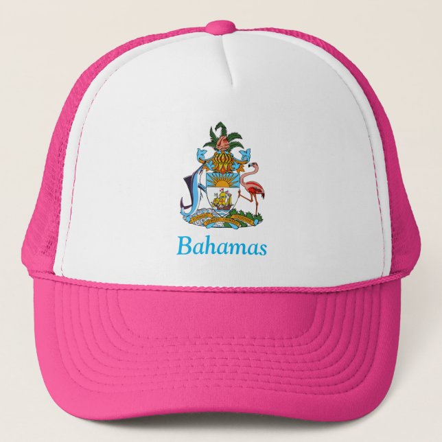 Gorra De Camionero Bahamas con escudo de armas (paraíso caribeño) (Anverso)