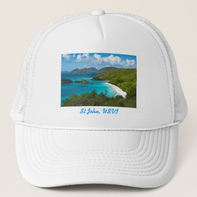 Gorra De Camionero Bahía del tronco, St John USVI (Anverso)