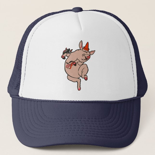 Gorra De Camionero Bailando con danza de antigüedades de cerdo (Anverso)
