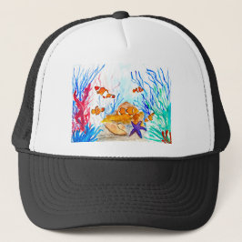 Gorra De Camionero Bajo el mar, acuarela, mar costero