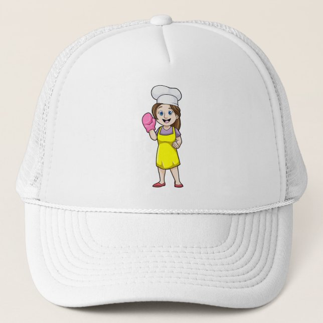 Gorra De Camionero Baker con guantes de huevo y delantal de cocina (Anverso)