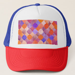 Gorra De Camionero Balanzas de peces árabes geométricas de acuarela.
