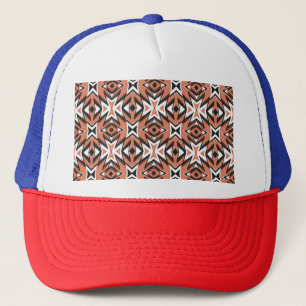 Gorra De Camionero Baldosas tradicionales, geométricas de coral étnic