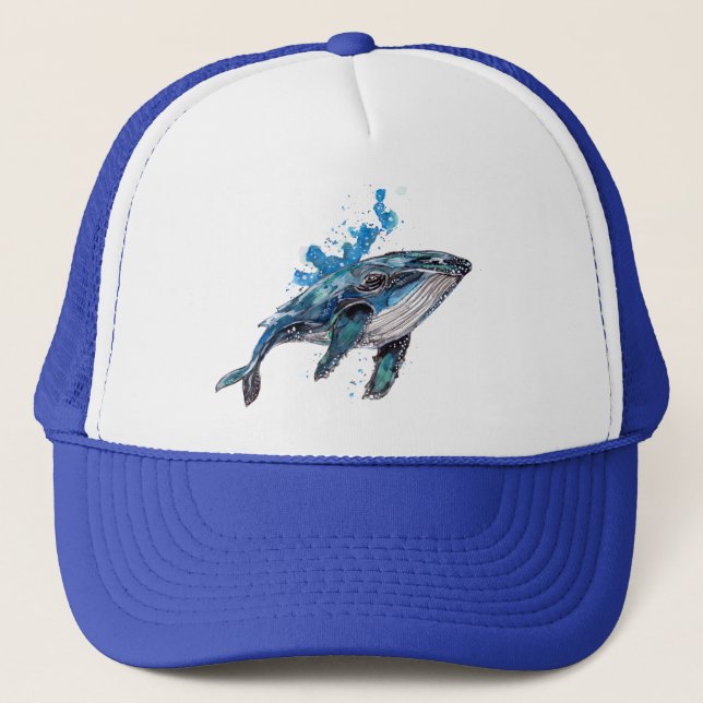 Gorra De Camionero Ballena jorobada azul (Anverso)