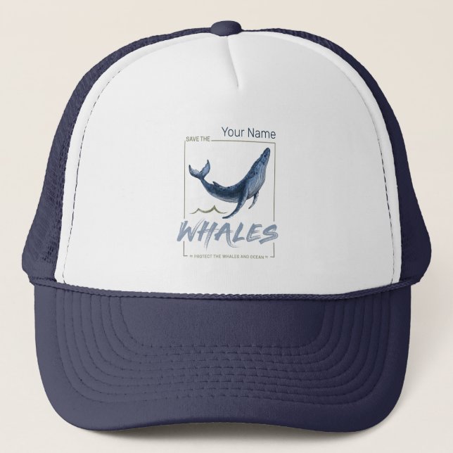 Gorra De Camionero Ballenas y acuarelas oceánicas Cetacean (Anverso)