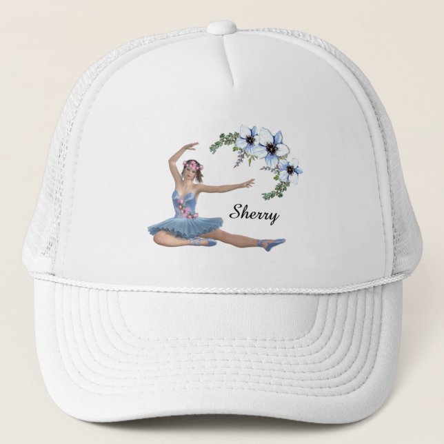 Gorra De Camionero Ballerina con nombre personal azul (Anverso)