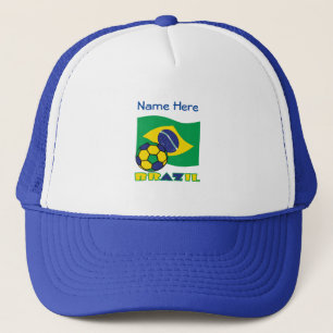 Gorra De Camionero Balón de Fútbol Bandera Brasileña Azul Personaliza
