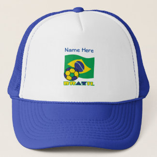 Gorra De Camionero Balón de Fútbol Bandera Brasileña Azul Personaliza