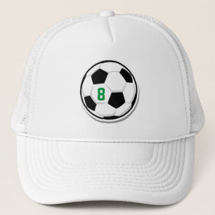 Gorra De Camionero Balón de Fútbol Blanco Negro Verde Número de Equip