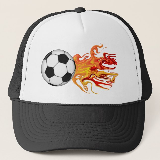 Gorra De Camionero Balón de fútbol de fuego (Anverso)
