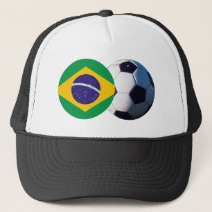 Gorra De Camionero Balón de fútbol y bandera de Brasil el Zazzle del
