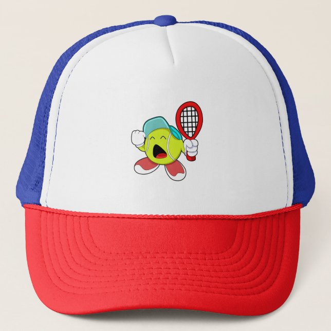 Gorra De Camionero Balón de tenis con raqueta de tenis (Anverso)