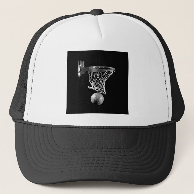Gorra De Camionero Baloncesto blanco y negro (Anverso)