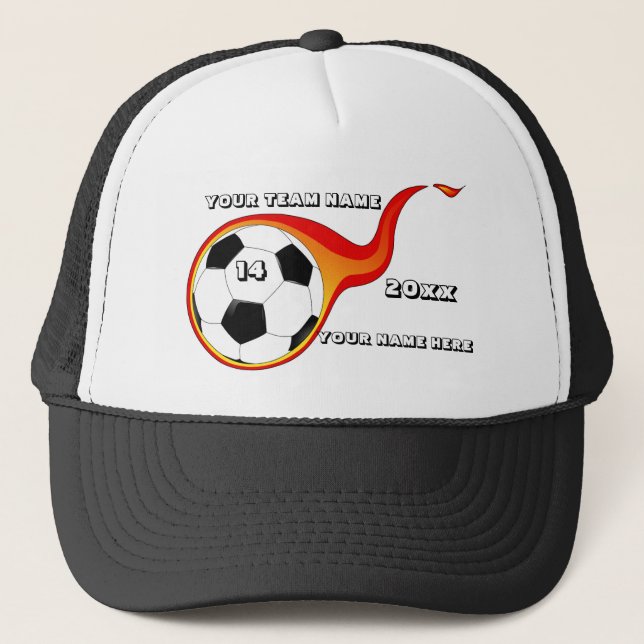 Gorra De Camionero Baloncesto de fútbol en llamas (Anverso)