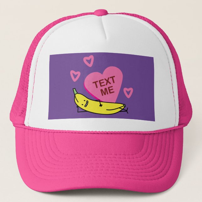 Gorra De Camionero Banana Texto Me Valentine sonriendo echado (Anverso)
