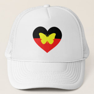 Gorra De Camionero Bandera aborigen de la mariposa