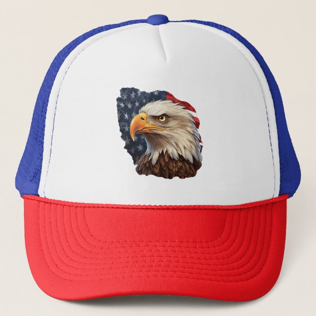 Gorra De Camionero Bandera americana águila calva (Anverso)