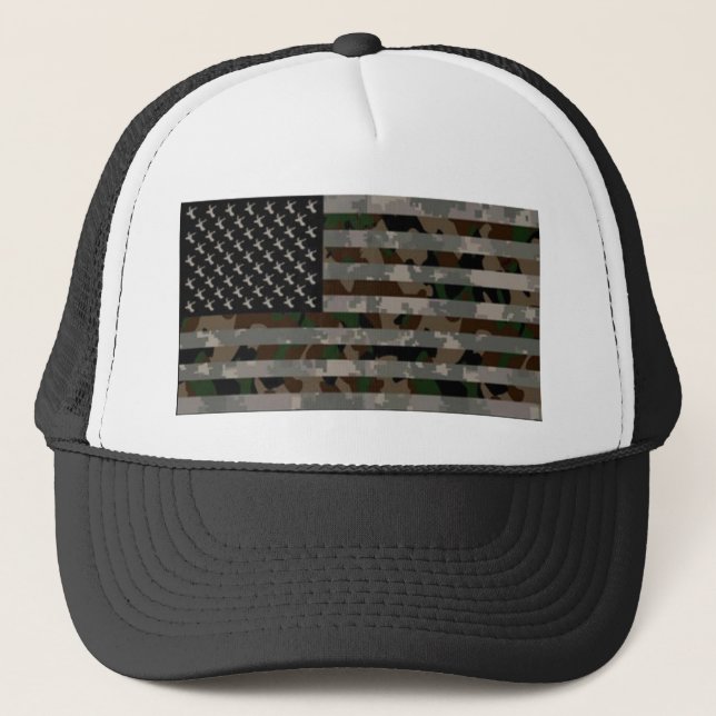 Gorra De Camionero Bandera americana camuflada (Anverso)