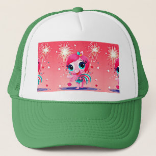 Gorra De Camionero Bandera Americana con Flamingo Cartoon-69217