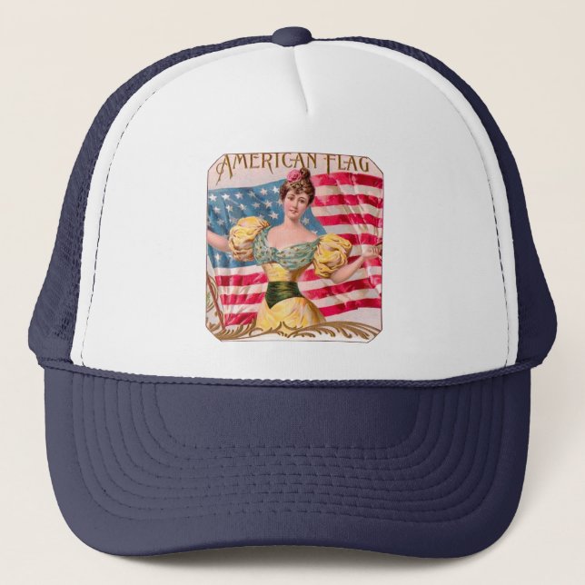 Gorra De Camionero Bandera Americana Dama Libertad Independencia (Anverso)