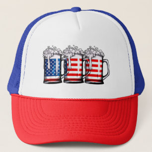 Gorra De Camionero Bandera Americana de Cerveza 4 de Julio Hombres Mu