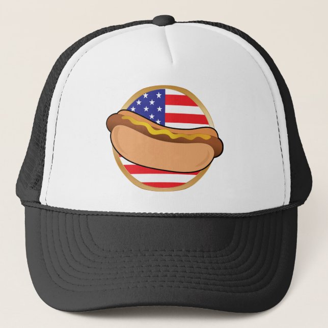 Gorra De Camionero Bandera americana del perrito caliente (Anverso)