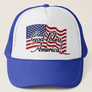 Gorra De Camionero Bandera Americana - ¡Dios bendiga a América!