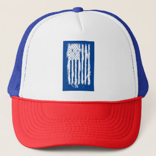 Gorra De Camionero Bandera Americana Distressed Blanca