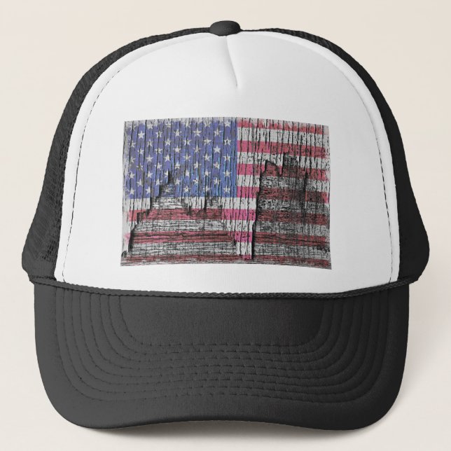 Gorra De Camionero Bandera americana patriótica pintada peladura del (Anverso)