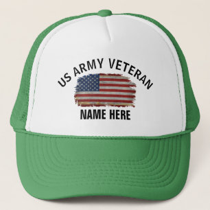 GORRA DE CAMIONERO BANDERA AMERICANA PERSONALIZADA VETERANO DE EE. UU
