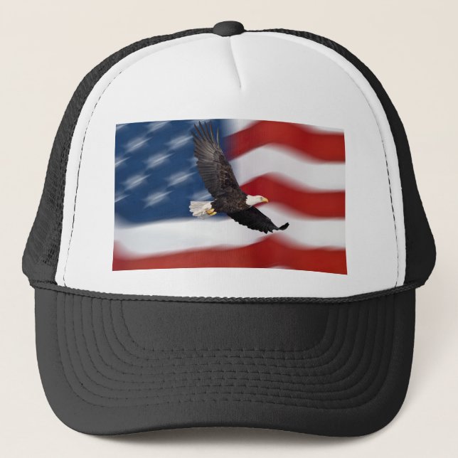 Gorra De Camionero Bandera americana y águila (Anverso)