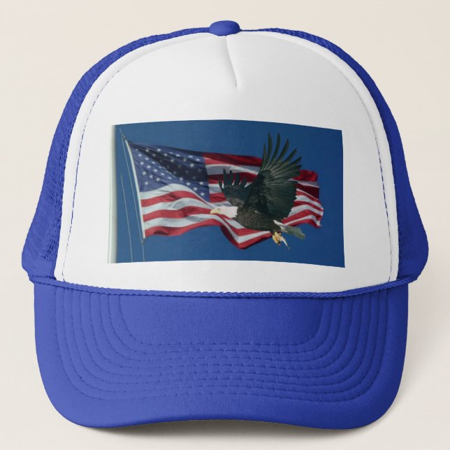 Gorra De Camionero Bandera americana y Eagle (Anverso)