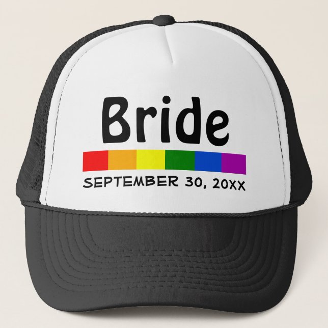 Gorra De Camionero Bandera arcoiris boda (Anverso)