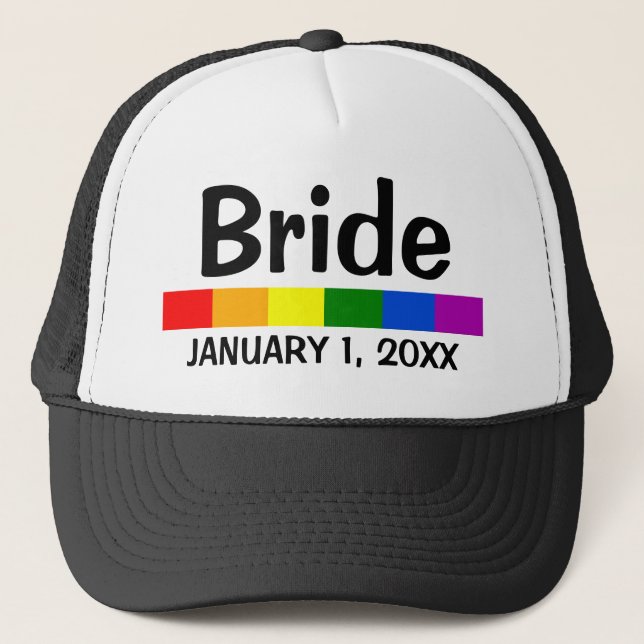 Gorra De Camionero Bandera arcoiris boda (Anverso)