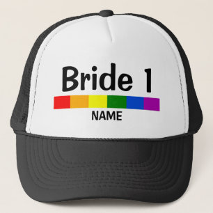 Gorra De Camionero Bandera arcoiris boda Banner Brie 1 Nombre
