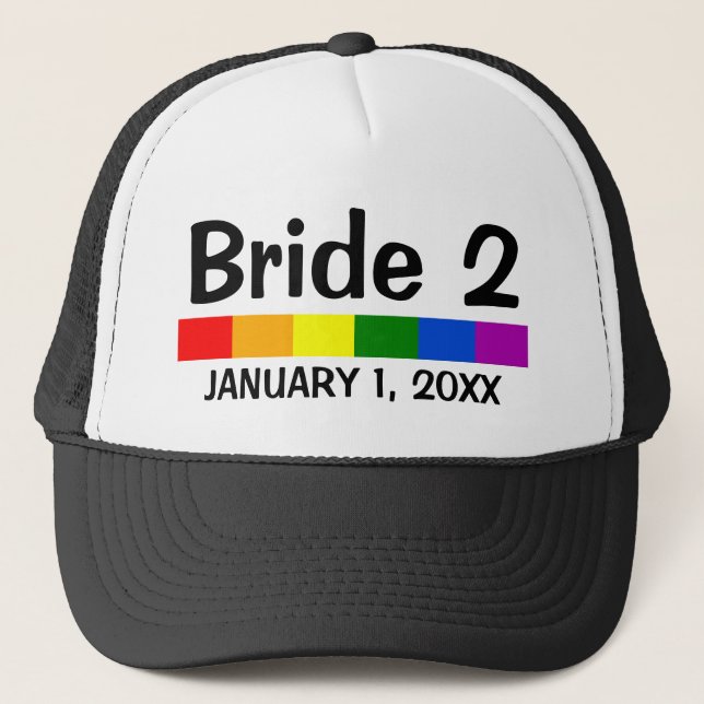 Gorra De Camionero Bandera arcoiris boda Novia 2 (Anverso)