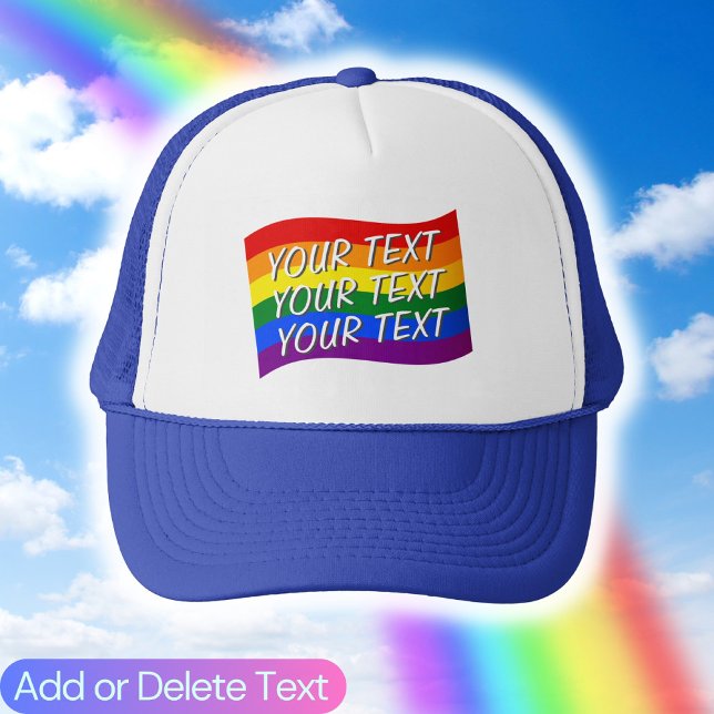 Gorra De Camionero Bandera arcoiris con bandera del orgullo gay Texto (Subido por el creador)
