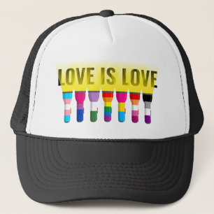 Gorra De Camionero Bandera Arcoiris Luces De Orgullo Brillan Una Luz: